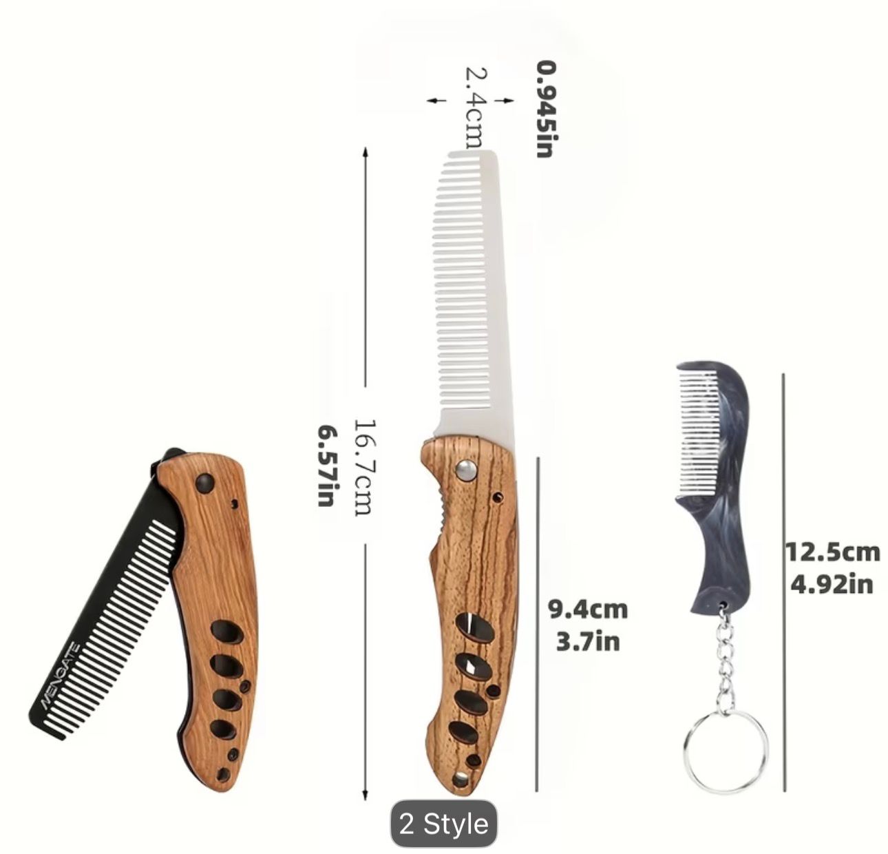 Men's Folding Pocket Beard & Mustache Grooming Kit with Comb • Stainless Tactical Tool Suitable for Travel • 180° Rotatable Handle • Compact Beard Trimmer