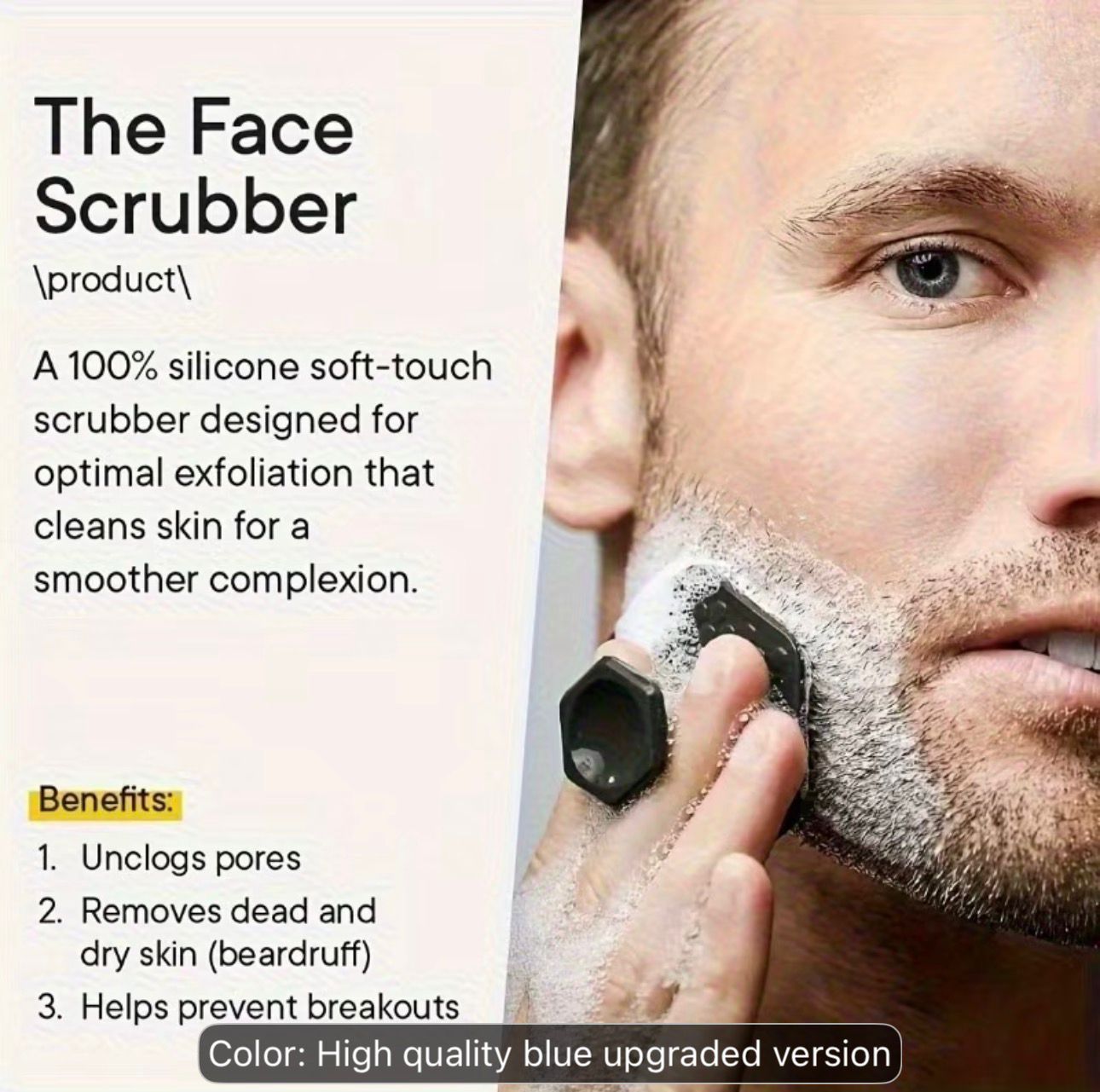 Premium Flexible Beard Brush – Deep Cleaning & Exfoliating Beard Grooming Tool for Men