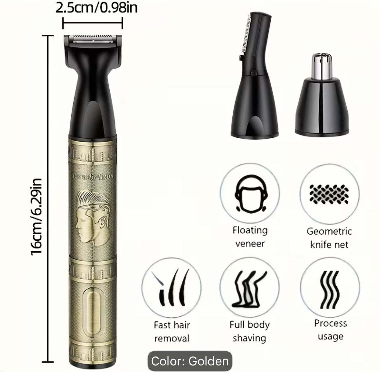 3-in-1 USB Rechargeable Trimmer Kit - Heavy-Duty Aluminum Alloy Multi-Grooming Device with Nose, Ear/Sideburn & Eyebrow Trimmers, Portable Grooming for &, Travel-Friendly Facial Hair Care