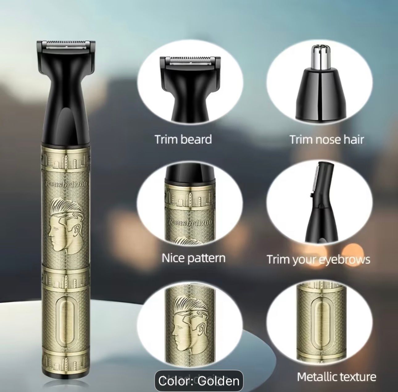 3-in-1 USB Rechargeable Trimmer Kit - Heavy-Duty Aluminum Alloy Multi-Grooming Device with Nose, Ear/Sideburn & Eyebrow Trimmers, Portable Grooming for &, Travel-Friendly Facial Hair Care