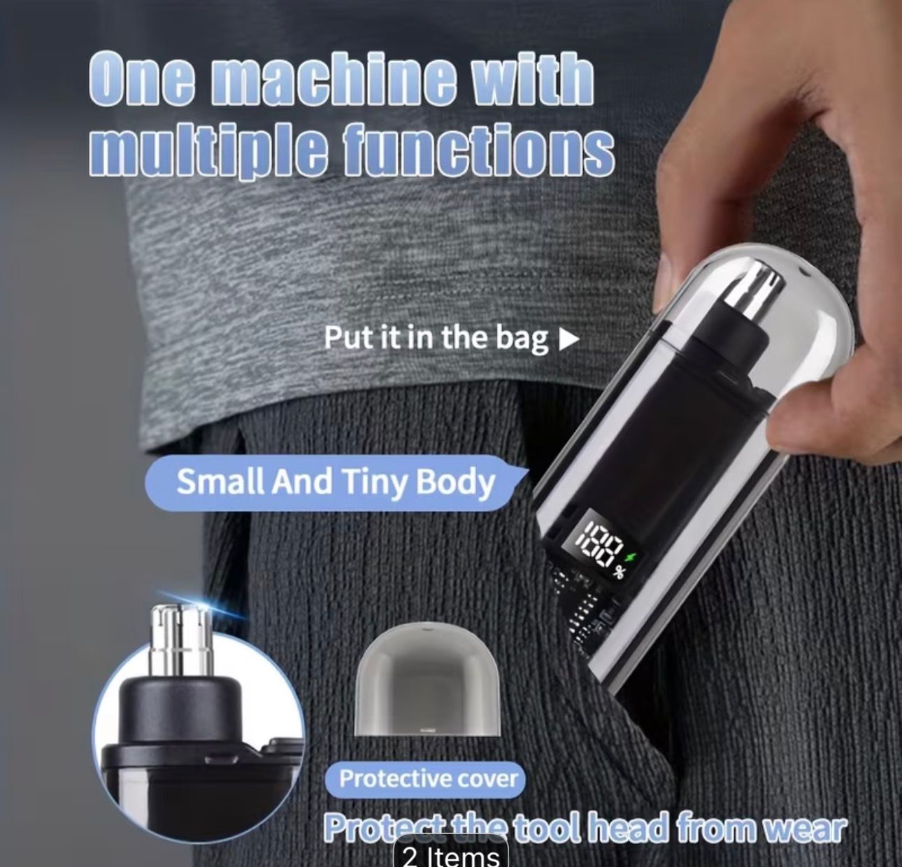 Nasal Hair Trimmer with LED Screen, USB Rechargeable, Ideal for Removing Hair from Nose And Ears, Suitable for Both Men And Women