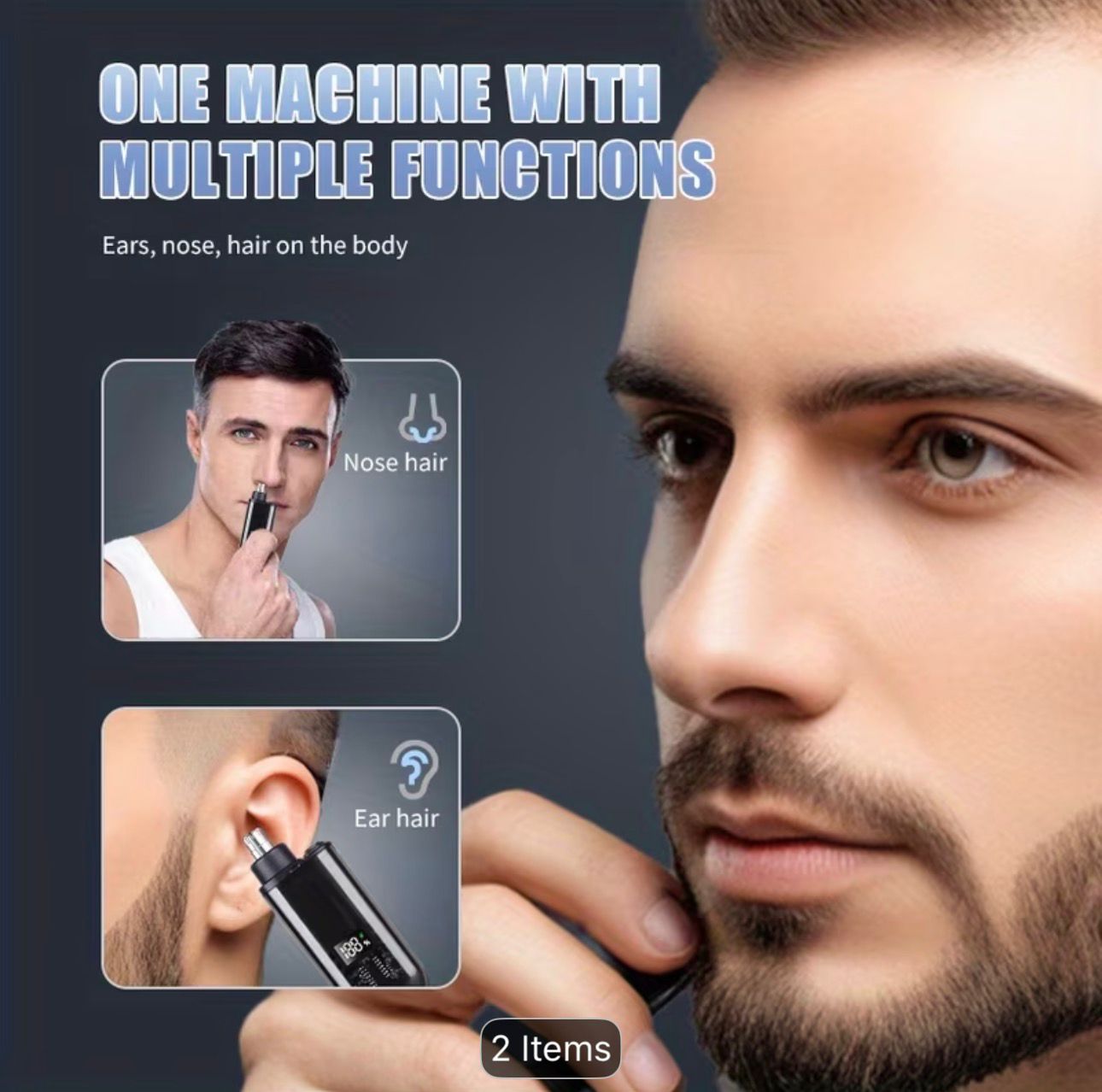 Nasal Hair Trimmer with LED Screen, USB Rechargeable, Ideal for Removing Hair from Nose And Ears, Suitable for Both Men And Women