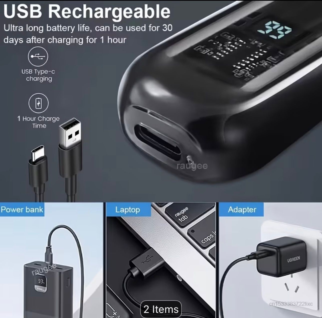 Nasal Hair Trimmer with LED Screen, USB Rechargeable, Ideal for Removing Hair from Nose And Ears, Suitable for Both Men And Women