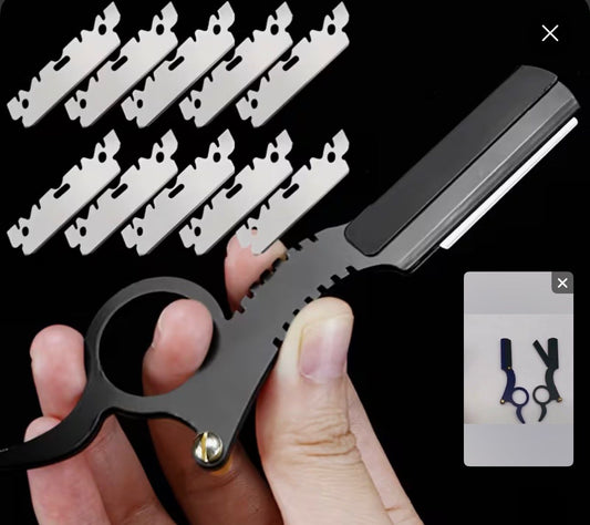 Straight Razor Kit for Men, with Refill Stainless Steels Blades, Classic Vintage Look for Barber Razor Manual Shaving for Haircutting, Beard Shaping, And Eyebrow Trimming for Men
