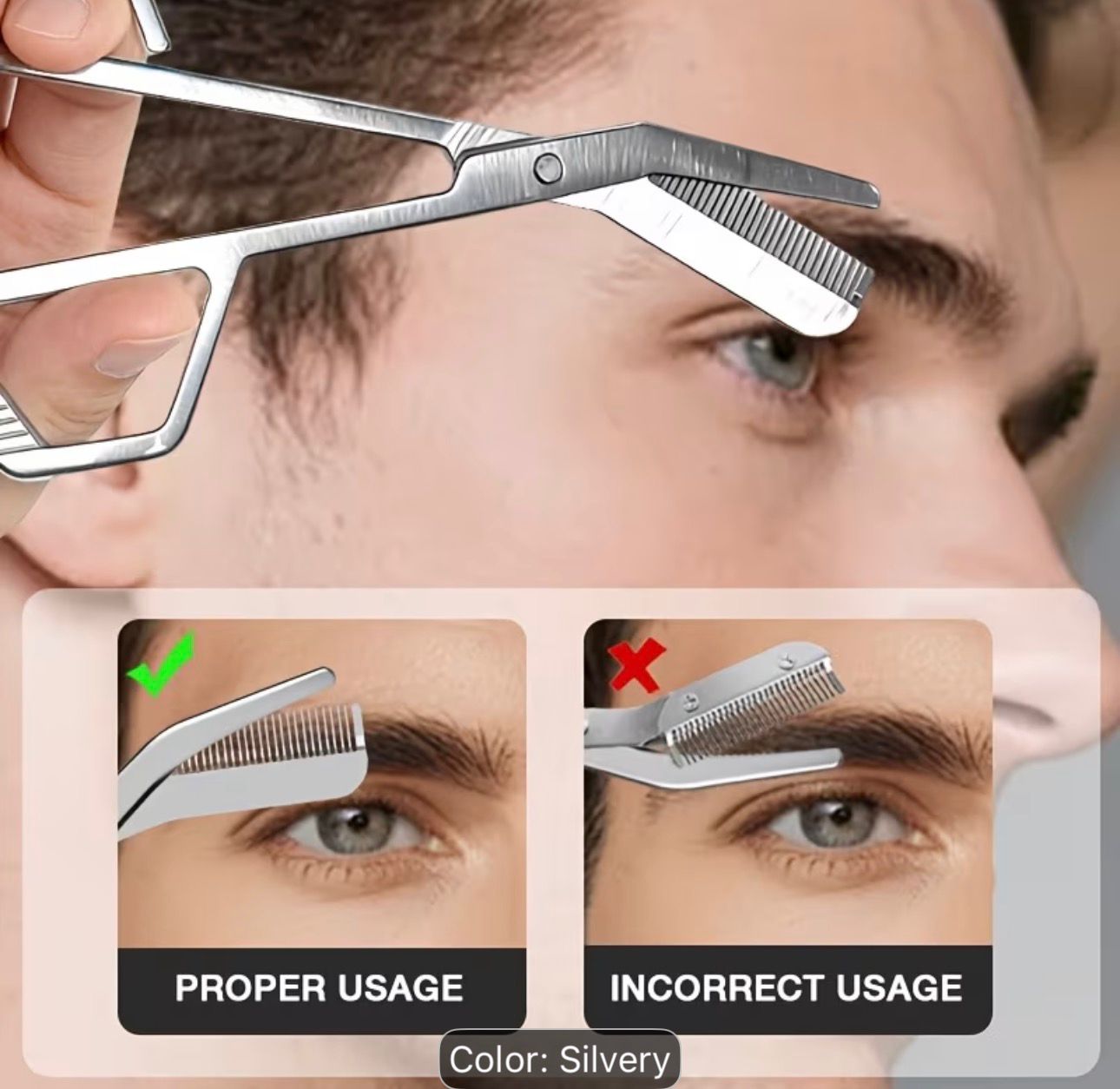 All-in-One Stainless Steel Eyebrow Scissors - Precise Trimming Without Jamming, Unisex Eyebrow, Sideburn, and Beard Scissors.