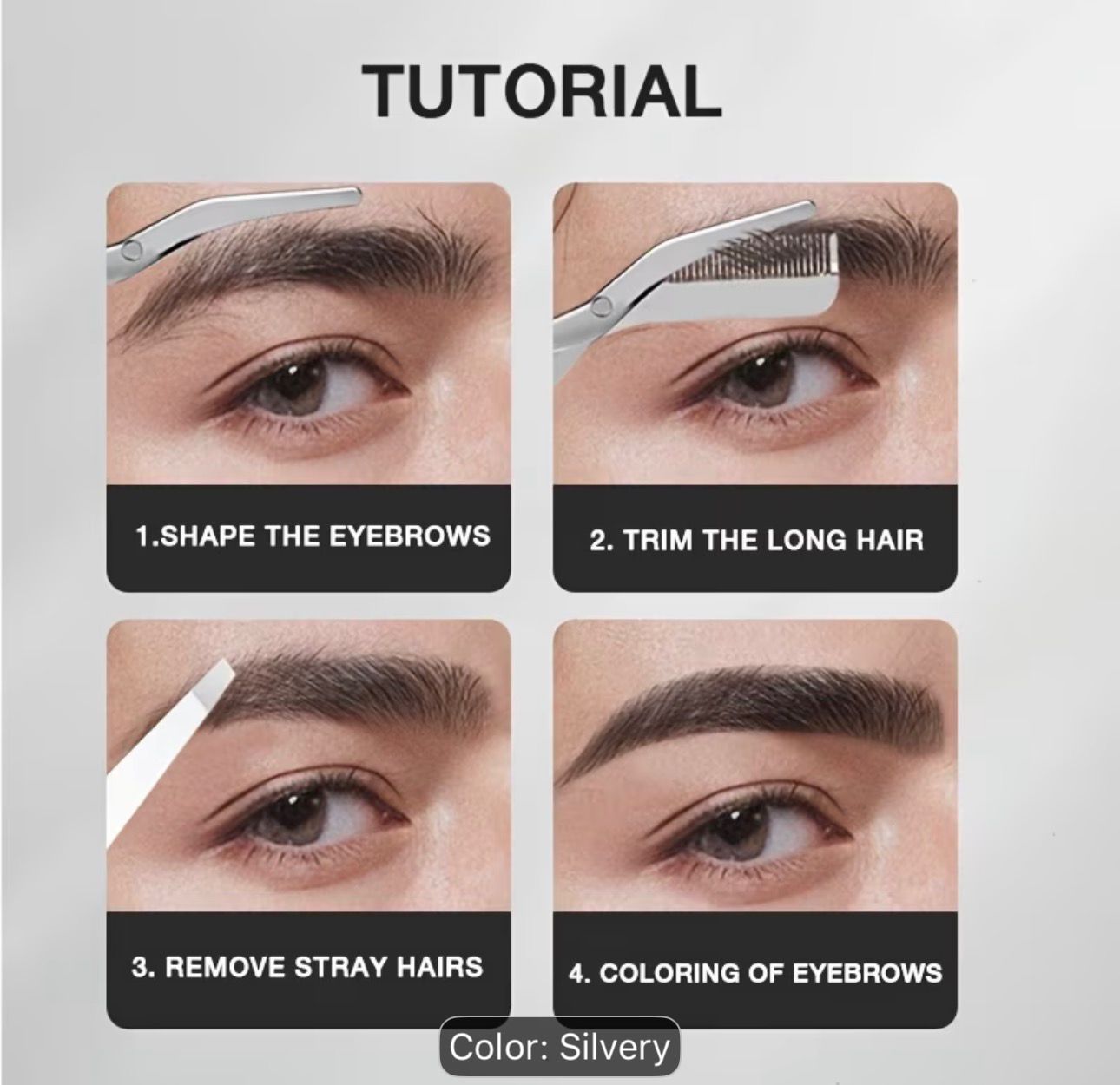 All-in-One Stainless Steel Eyebrow Scissors - Precise Trimming Without Jamming, Unisex Eyebrow, Sideburn, and Beard Scissors.