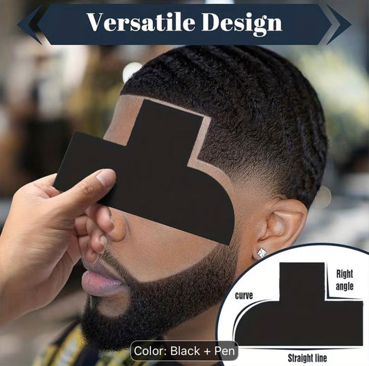 Men'S Beard Shaping And Styling Kit: Precision Trim Card, Hairline Template And Outlining Pen - Fragrance-Free, Reusable, Ideal for Beards And Mustaches