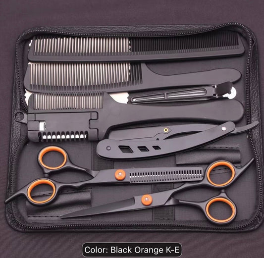 Professional 6" Japanese Steel Hair Scissors Set - 3pcs Texturizing Kit with Thinning Shears, Razor Comb & Detangling Apple Comb for Salon/ Home Use